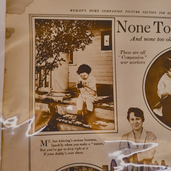 1918 "None Too Young - None Too Old" Original WWI‎ Sepia Tone Photo Article Page - Picture 6 of 16